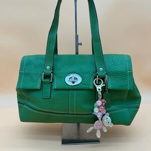 Rare Coach Green Leather shoulder Handbag